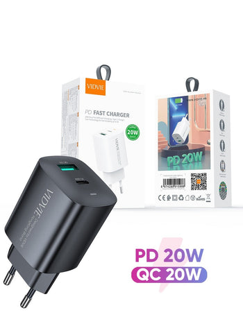 VIDVIE 20W PD Fast Charger + iPhone Cable – High-Speed Charging for Apple Devices