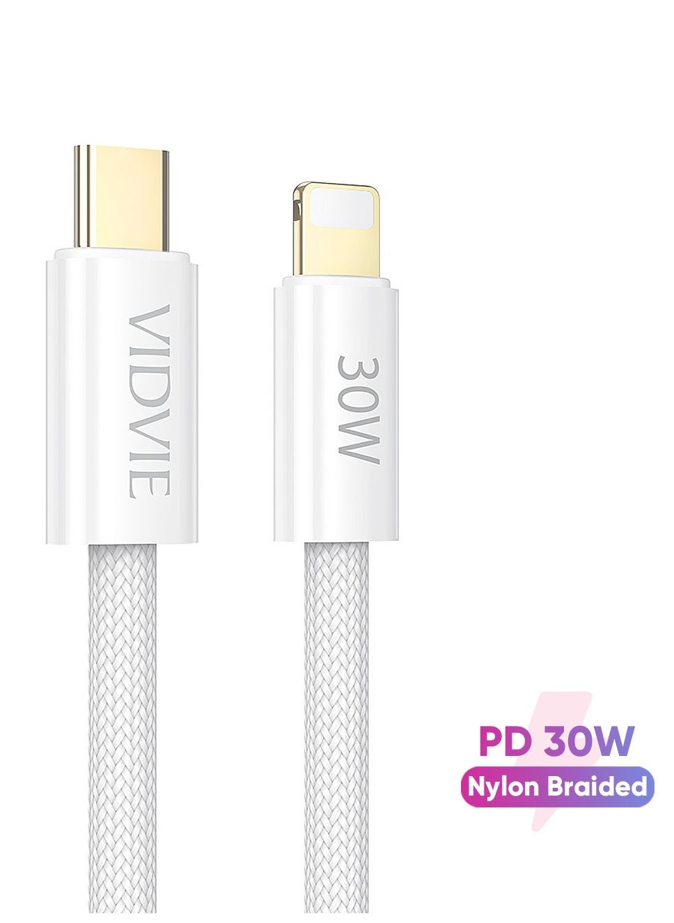 VIDVIE PD (30W) Fast Charging Type-C to Lightning Cable – Durable & High-Speed for iPhone