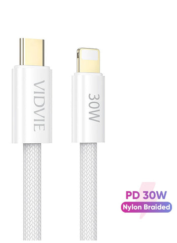 VIDVIE PD (30W) Fast Charging Type-C to Lightning Cable – Durable & High-Speed for iPhone