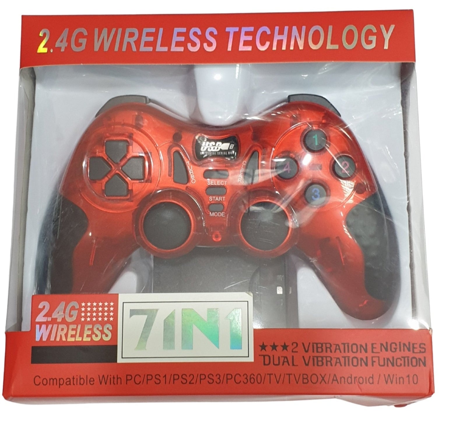 Wireless Gamepad - 7 in 1 for PS1, PS2, PS3, PC, USB, Android TV & Media Box with Battery