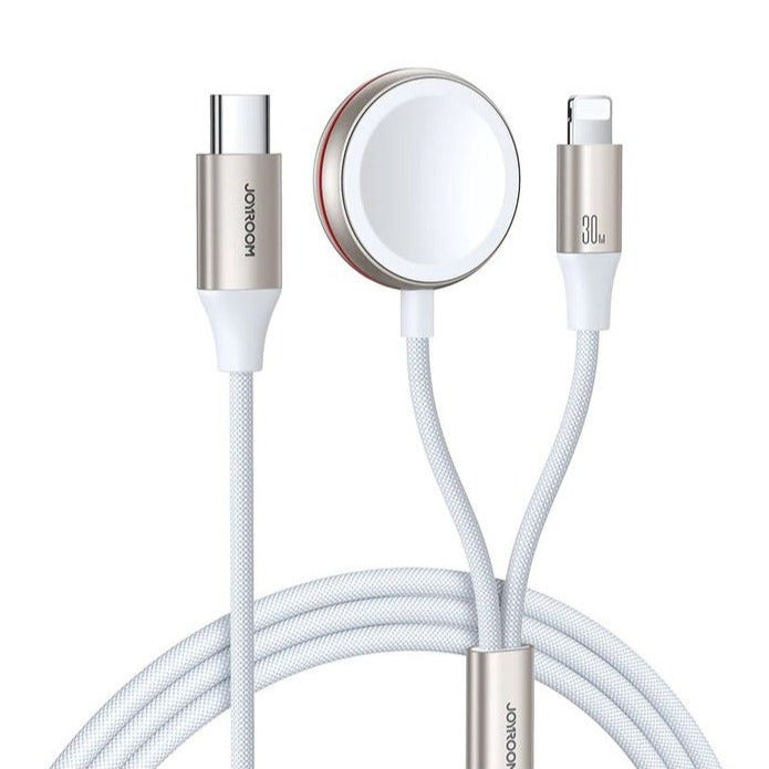 JOYROOM S-IW012 2-in-1 IP Watch Magnetic Charger + 30W Fast Charging Cable (USB-C) 1.5m - White