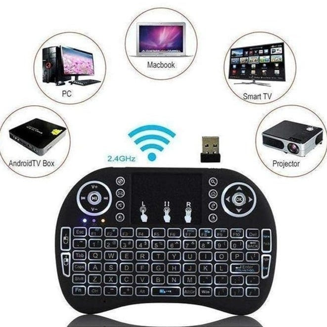POINT PT-200 Mini Wireless Backlit Keyboard with Touchpad for Smart TV & More