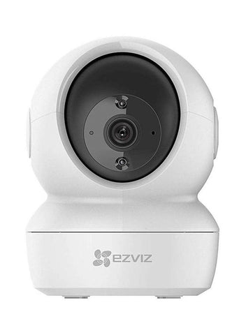 C6N Wi-Fi 2MP 1080P Smart Home Security Camera in white, featuring night vision, motion tracking, and two-way audio for home surveillance.