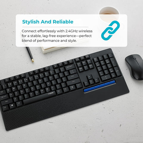 X1960 Wireless Optical Mouse & Keyboard Spill Resistance Multimedia Hotkeys 1000DPI Black