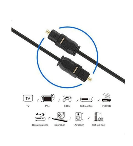Black 2M fiber optic digital audio cable with 4mm thickness, designed for home theaters, soundbars, and gaming consoles