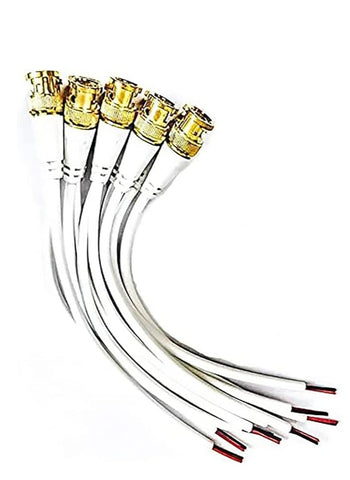 Set of 10 white BNC connectors for CCTV cameras, coaxial cables, and RF applications, ensuring secure and reliable signal transmission.







