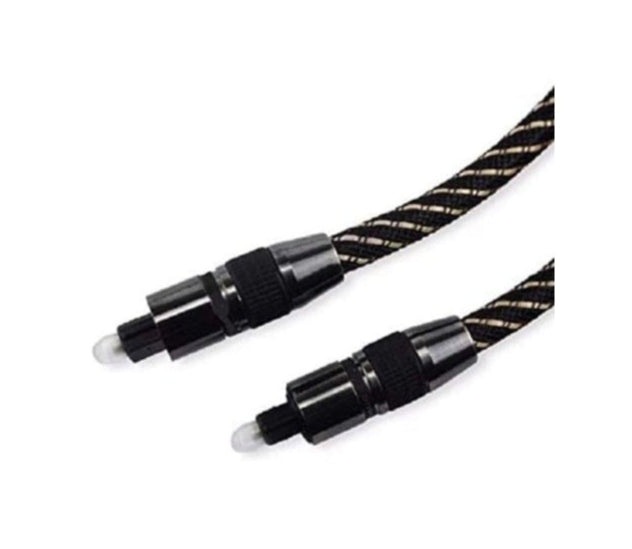 Black 5M fiber optic digital audio cable with a 7mm thickness, designed for high-quality sound transmission in home theater systems and gaming setups