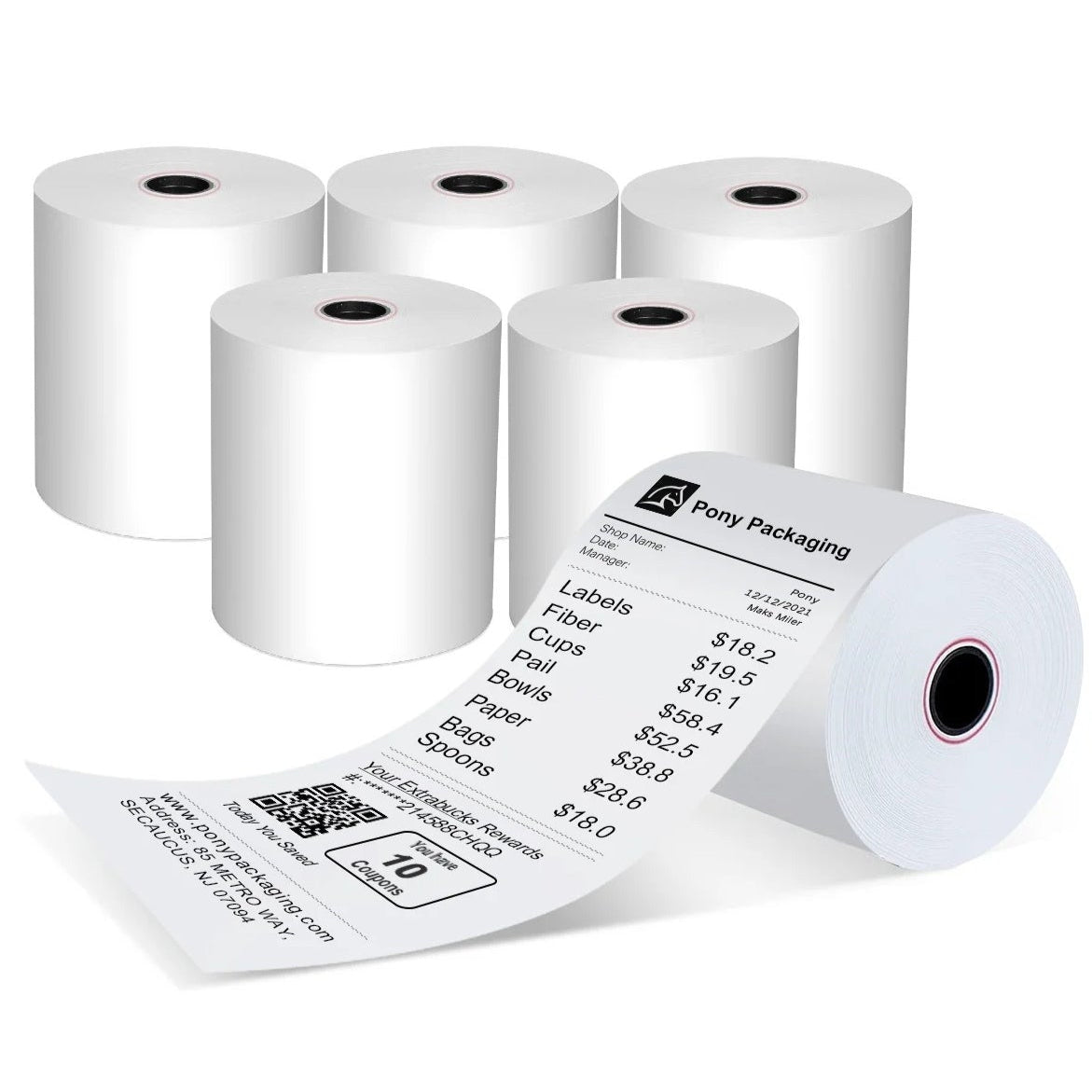 Thermal Rolls for Cashier Printer – 8CM Width, 28M Length (Pack of 10)