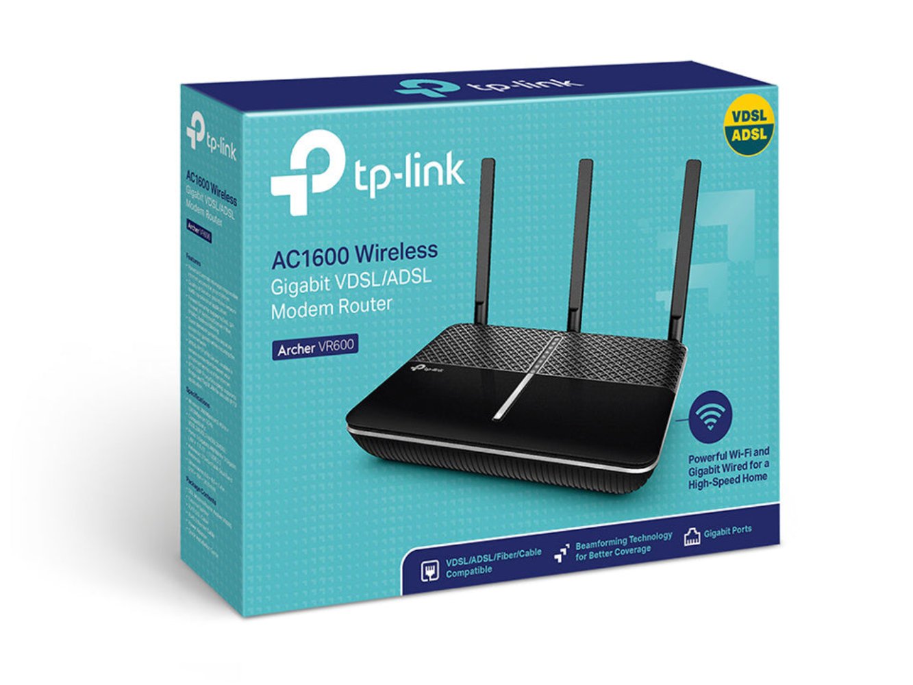 راوتر TP-LINK Archer VR600 WiFi ثنائي النطاق 5 جيجاهرتز Gigabit VDSL/ADSL مودم أسود