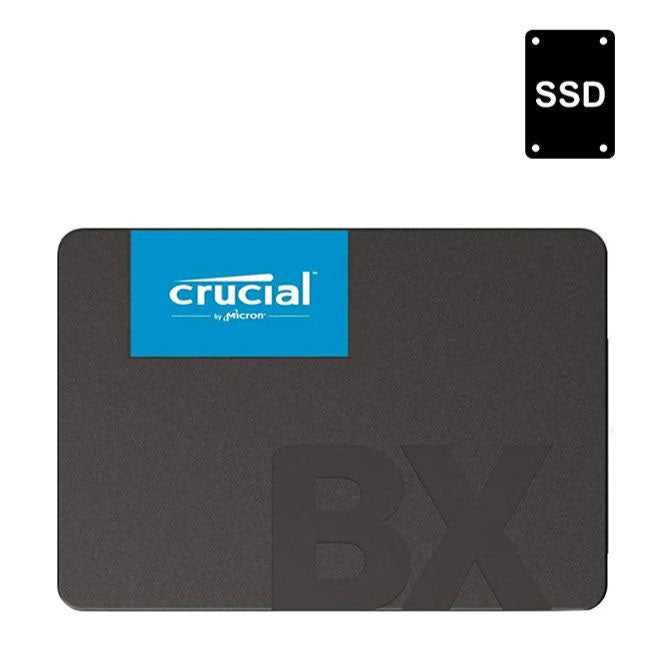 Crucial BX500 1TB SATA 2.5" Internal SSD with 540 MB/s read and 500 MB/s write speeds, designed for laptops and desktops, black color.