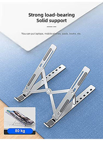 Adjustable Aluminum Laptop Stand – Ergonomic Foldable Laptop Holder for 15.6 Inch Laptops, Silver