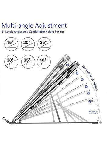 Adjustable Aluminum Laptop Stand – Ergonomic Foldable Laptop Holder for 15.6 Inch Laptops, Silver