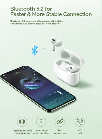JR-T03S Pro Bluetooth 5.2 TWS Wireless Earbuds - White