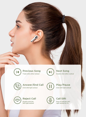 JR-T03S Pro Bluetooth 5.2 TWS Wireless Earbuds - White