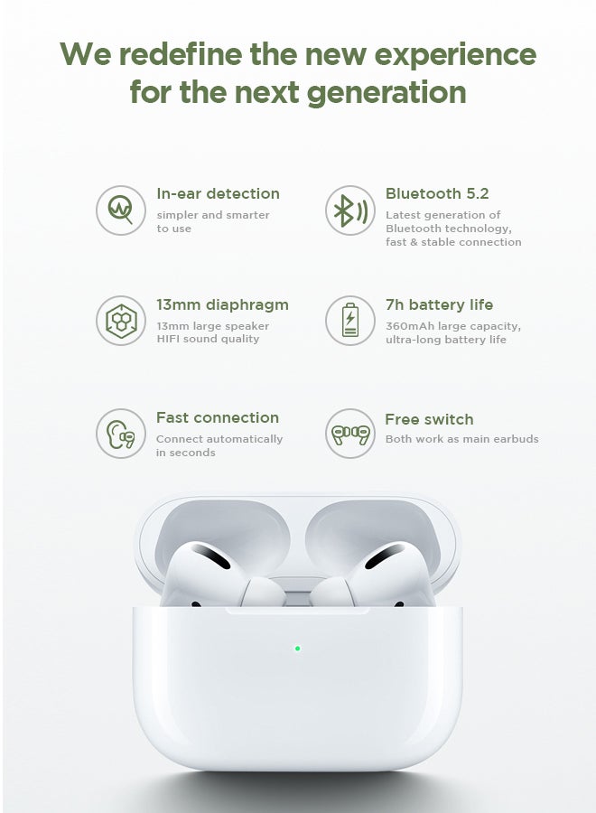 JR-T03S Pro Bluetooth 5.2 TWS Wireless Earbuds - White