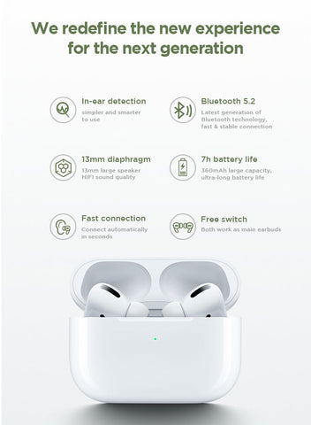 JR-T03S Pro Bluetooth 5.2 TWS Wireless Earbuds - White