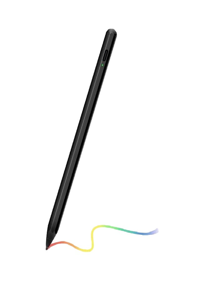 Black digital active stylus pen for iOS and Android touch-screen devices, featuring a sleek design for smooth writing and drawing.







