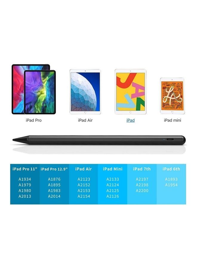 Black digital active stylus pen for iOS and Android touch-screen devices, featuring a sleek design for smooth writing and drawing