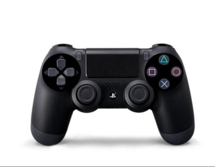 DualShock 4 Wireless Controller for PlayStation 4 in black, featuring an ergonomic design, responsive touchpad, built-in speaker, and wireless connectivity for an enhanced gaming experience