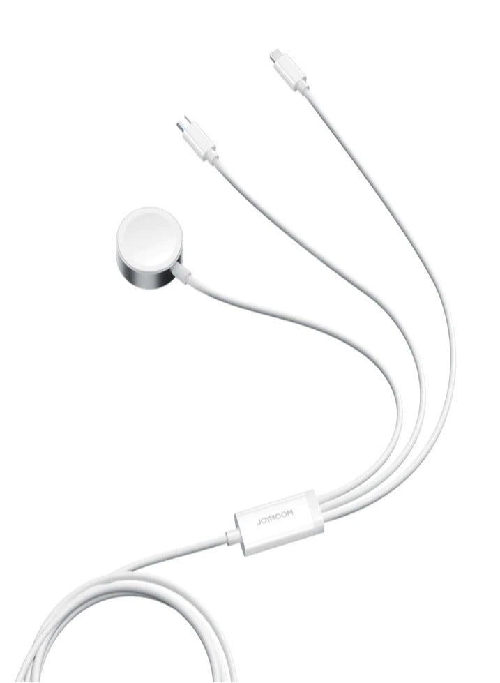 S-IW008 3-in-1 Magnetic Charger with Lightning, Type-C, and iP Watch Charging – 1.2M White