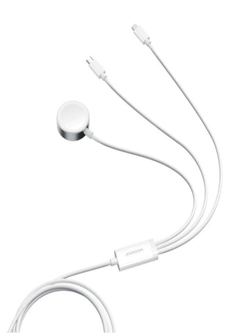 S-IW008 3-in-1 Magnetic Charger with Lightning, Type-C, and iP Watch Charging – 1.2M White