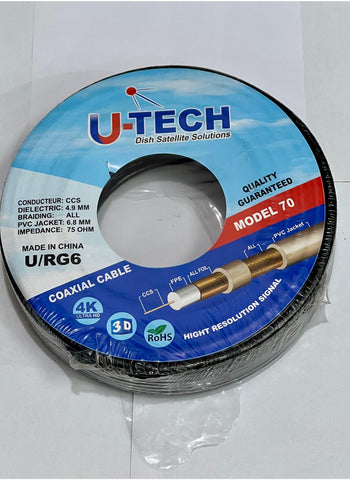 U TECK Satellite Receiver Control Cable – 70 Yard, Black