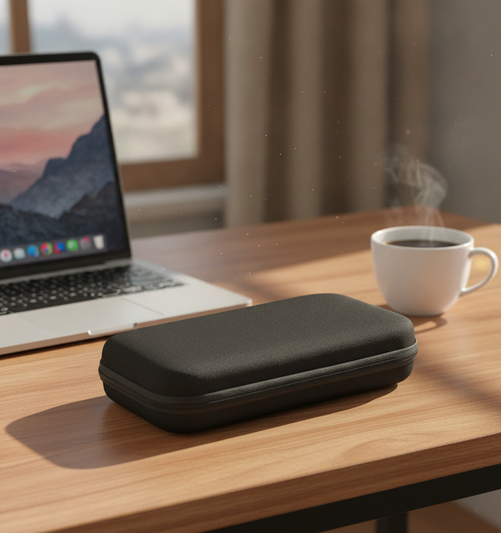 Safety Leather External Hard Disk Case Black