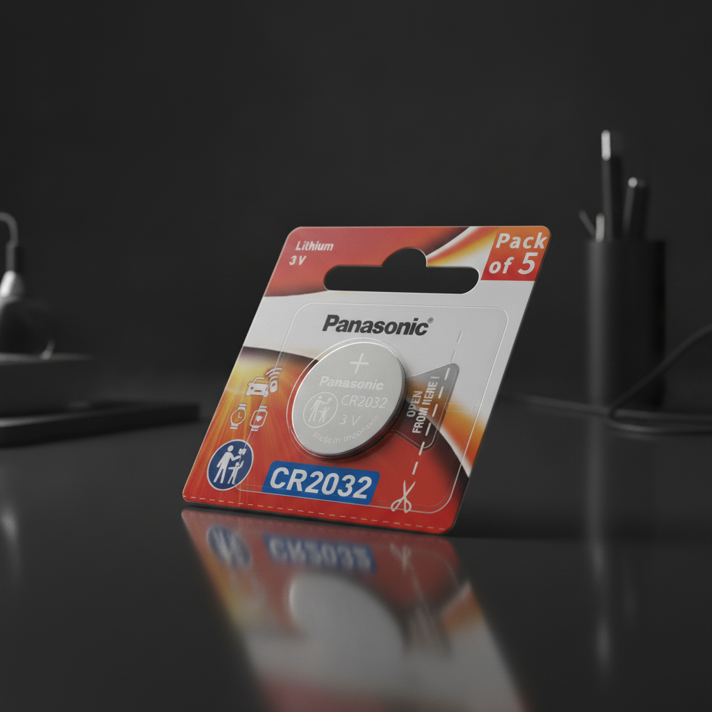 PANASONIC BATTERIES CR2032 LITHIUM BATTERY, 3V, COIN CELL (5 pieces)