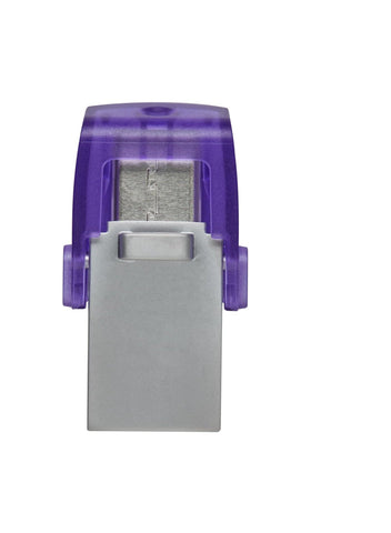 Kingston DataTraveler microDuo 3C 256GB USB flash drive with dual USB-C and USB-A connectors, compact design, and high-speed 200 MB/s transfer rate.







