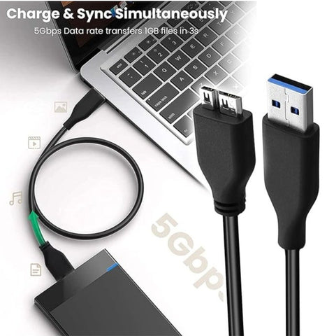 Black 30cm USB 3.0 data cable for external hard disk and tablet charger, super speed transfer