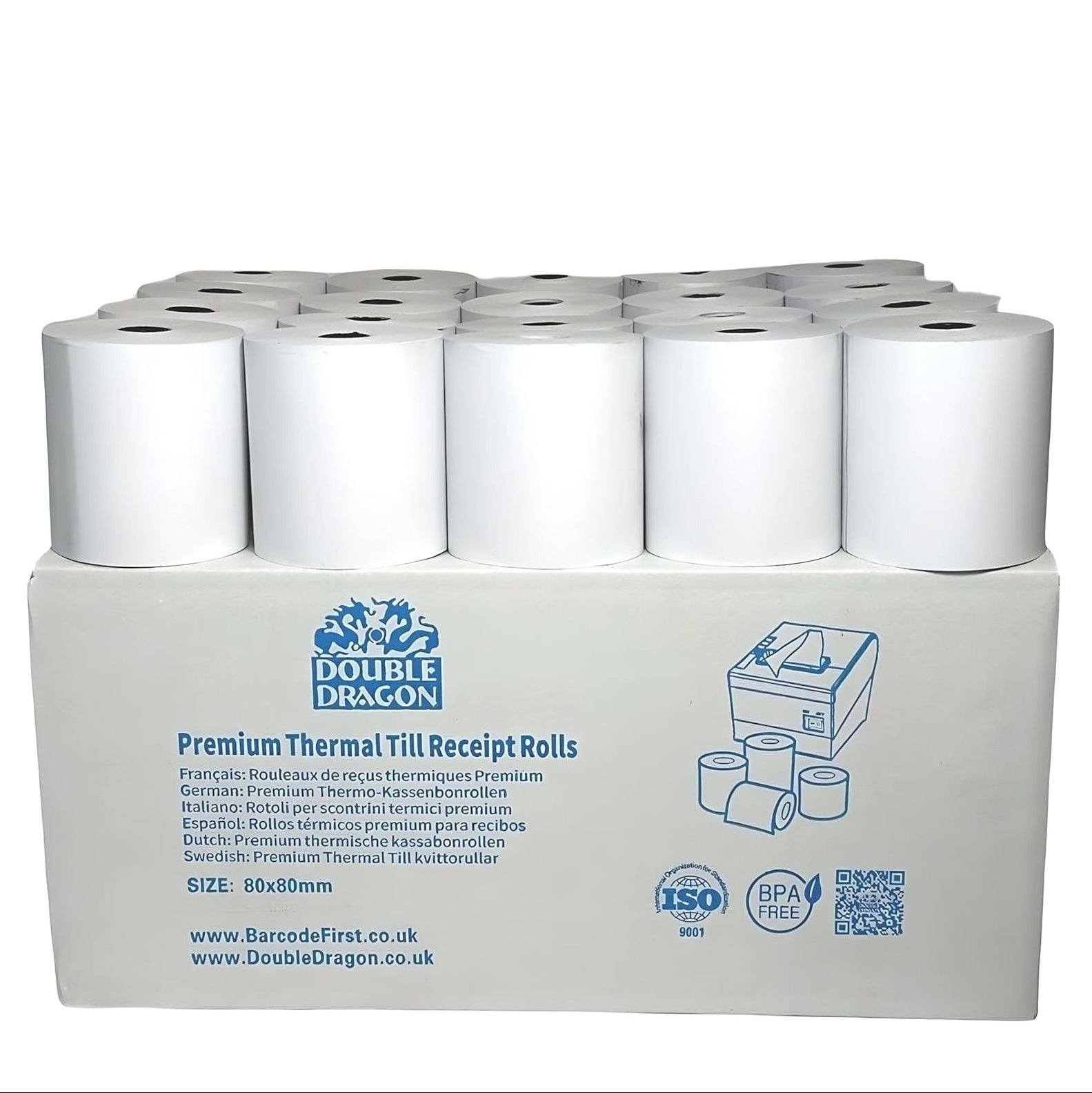 Thermal Rolls for Cashier Printer – 8CM Width, 28M Length (Pack of 10)