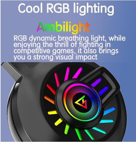 Forev Gaming FV-G97-7X1 headset with RGB lighting, noise-isolating microphone, and cushioned ear pads for an immersive gaming experience