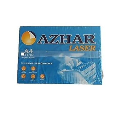 Azhar White Premium A4 Paper 70gsm pack of 500 sheets for printing and copying.