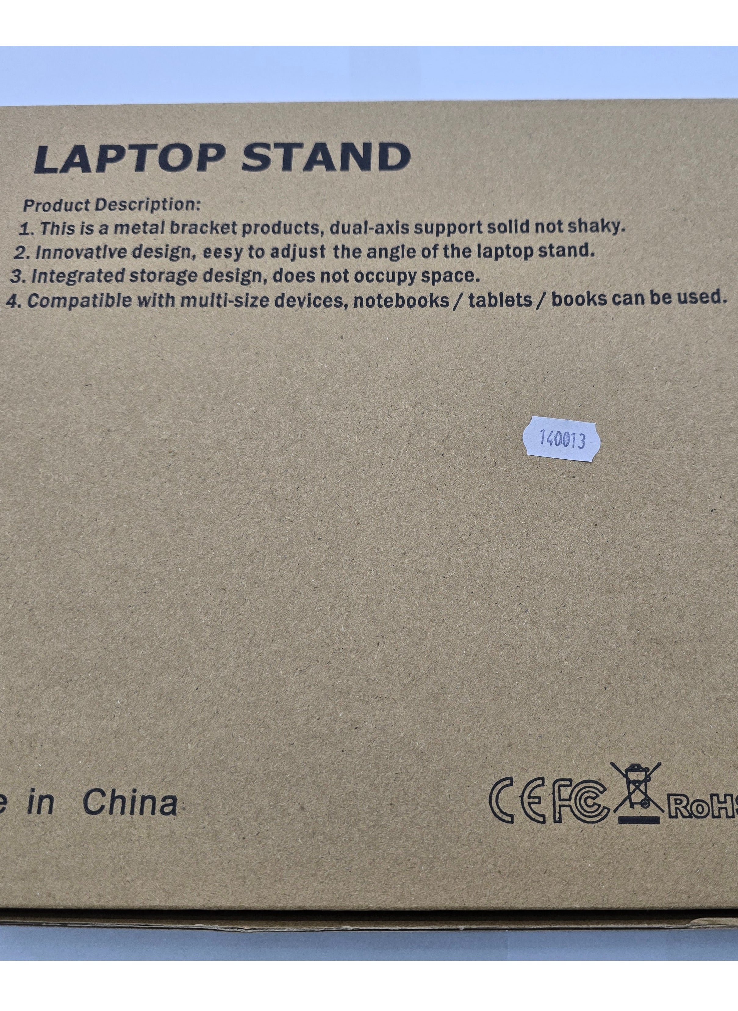 Silver aluminum alloy foldable and adjustable laptop stand, compatible with 14-17 inch laptops, designed for stability and ergonomic support.