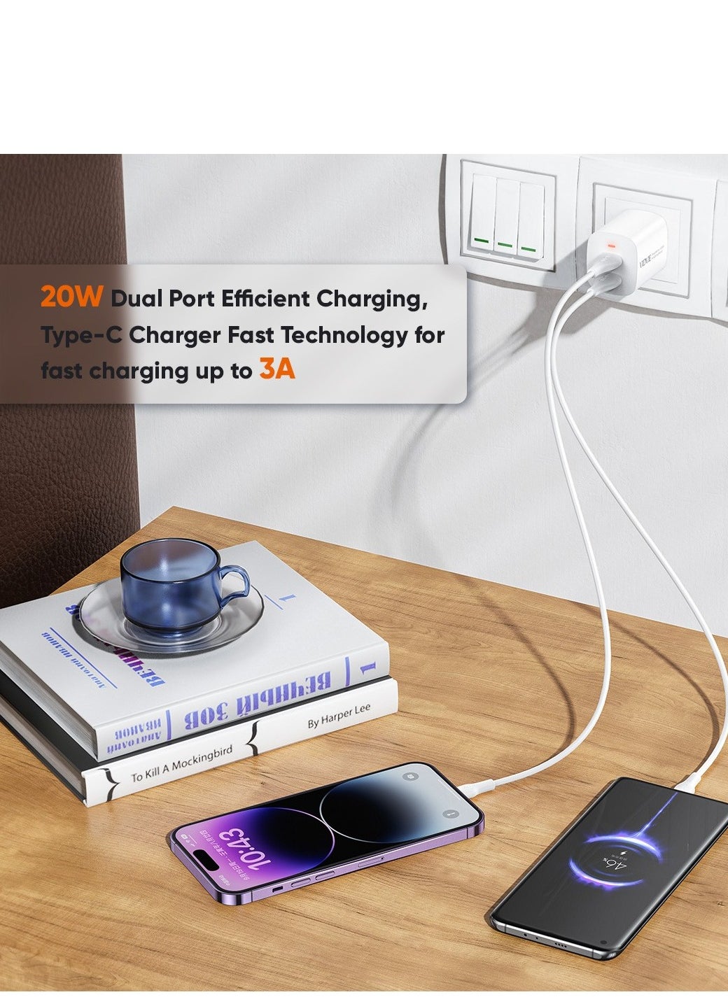 VIDVIE 20W PD Fast Charger + iPhone Cable – High-Speed Charging for Apple Devices