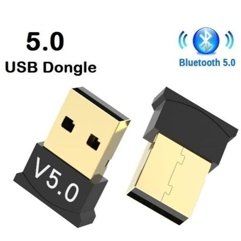 Bluetooth 5.0 USB Dongle Adapter for Windows, supports PC, laptop, mouse, keyboard, printers, headsets, and game controllers.