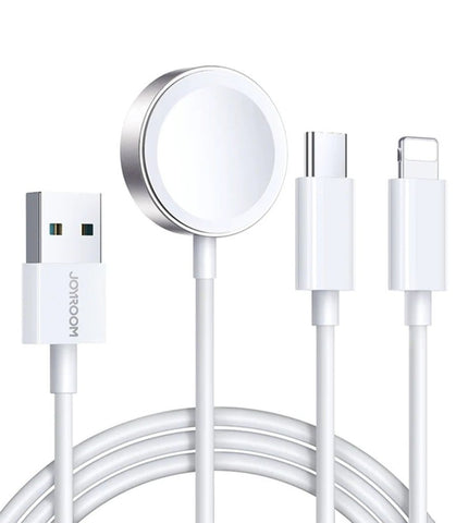S-IW008 3-in-1 Magnetic Charger with Lightning, Type-C, and iP Watch Charging – 1.2M White