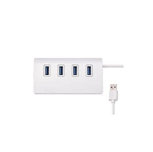 HUB with Amazing Design – 4-Port USB 3.0 Hub, Supports up to 2TB Storage, High-Speed Data Transfer – Silver White