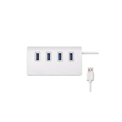 HUB with Amazing Design – 4-Port USB 3.0 Hub, Supports up to 2TB Storage, High-Speed Data Transfer – Silver White