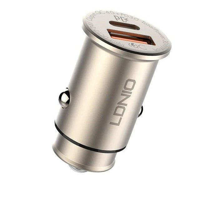 LDNIO C506Q Fast Car Charger with USB & Type-C Cable for Quick Charging