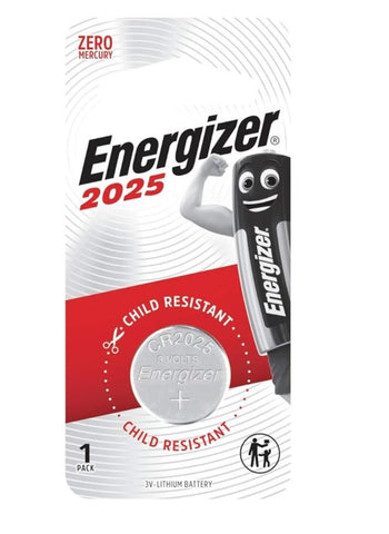 Energizer 2025 lithium coin battery, 3V CR2025, suitable for watches, key fobs, calculators, and other small electronics