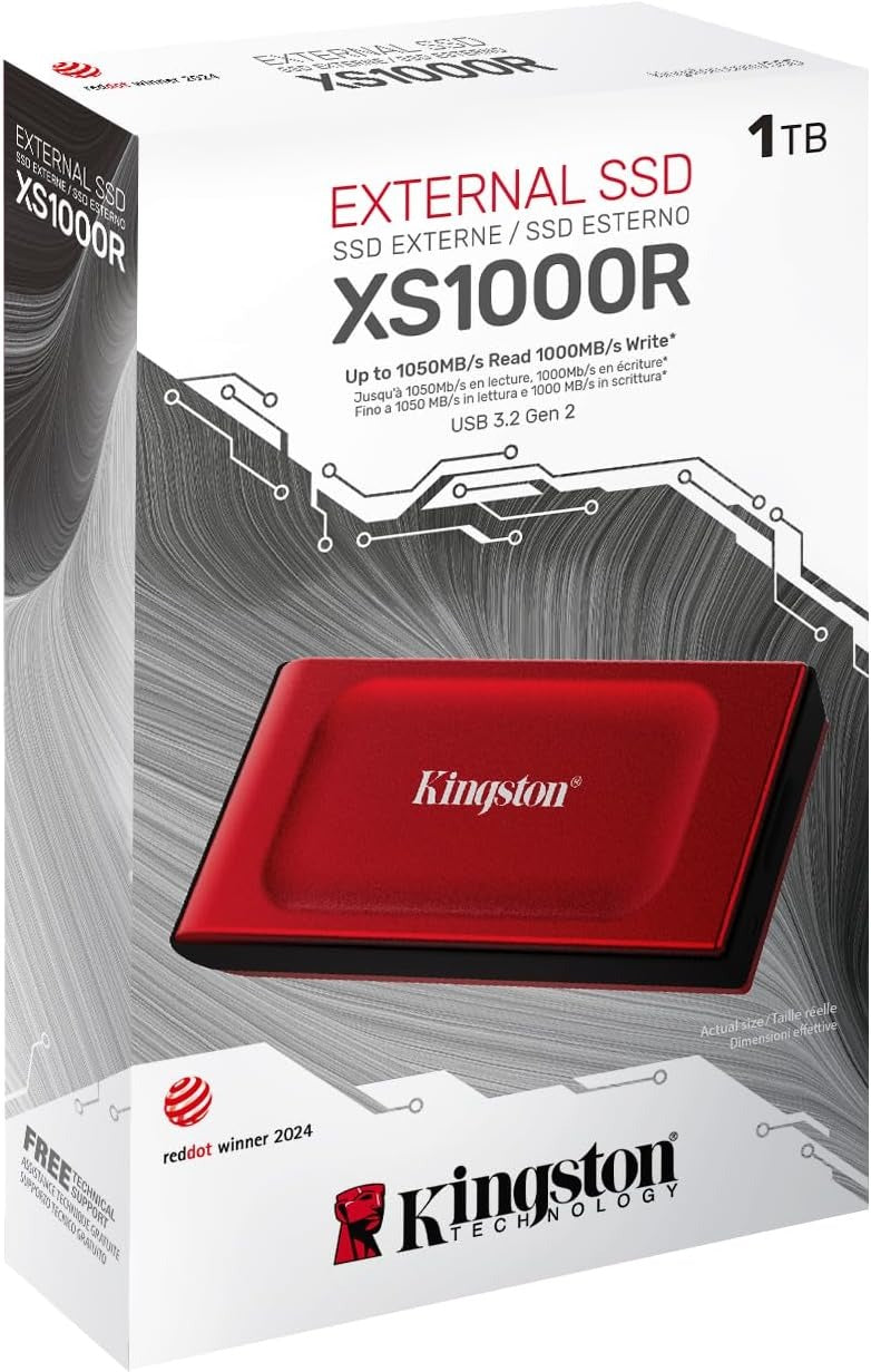 XS1000 1TB SSD | Pocket-Sized | USB 3.2 Gen 2 | External Solid State Drive | Up to 1050MB/s | SXS1000/1000G 1.0 TB