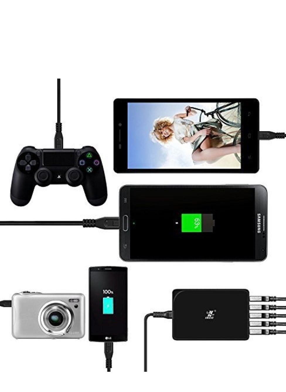 1.8M Micro USB Fast Charging Cable for PS4 Controller, Xbox One, DualShock 4, Fire HD, Android Devices