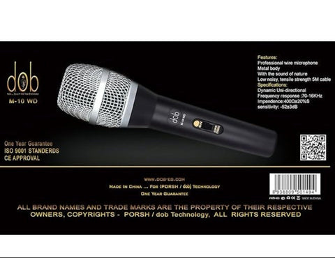 DOB M11-WD wired dynamic unidirectional microphone with durable build and high-quality sound output, ideal for stage performances and professional recordings