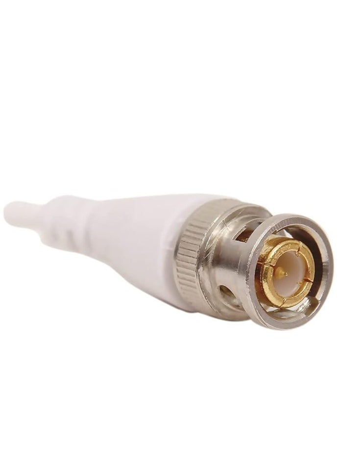 Set of 10 white BNC connectors for CCTV cameras, coaxial cables, and RF applications, ensuring secure and reliable signal transmission.







