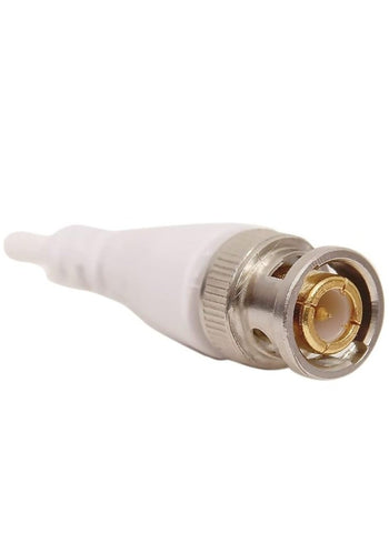 Set of 10 white BNC connectors for CCTV cameras, coaxial cables, and RF applications, ensuring secure and reliable signal transmission.







